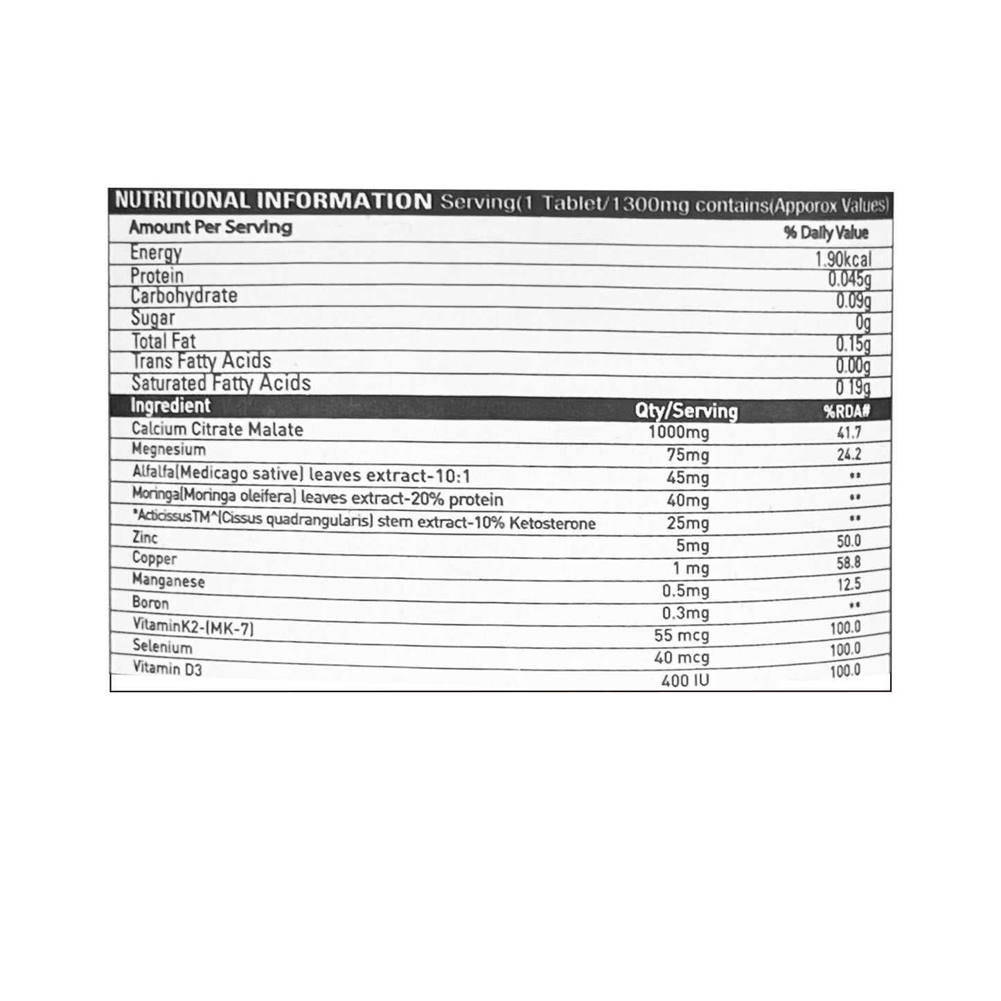 Muscle Metabolix Calcium Bone Support Formula (Tablets-60)