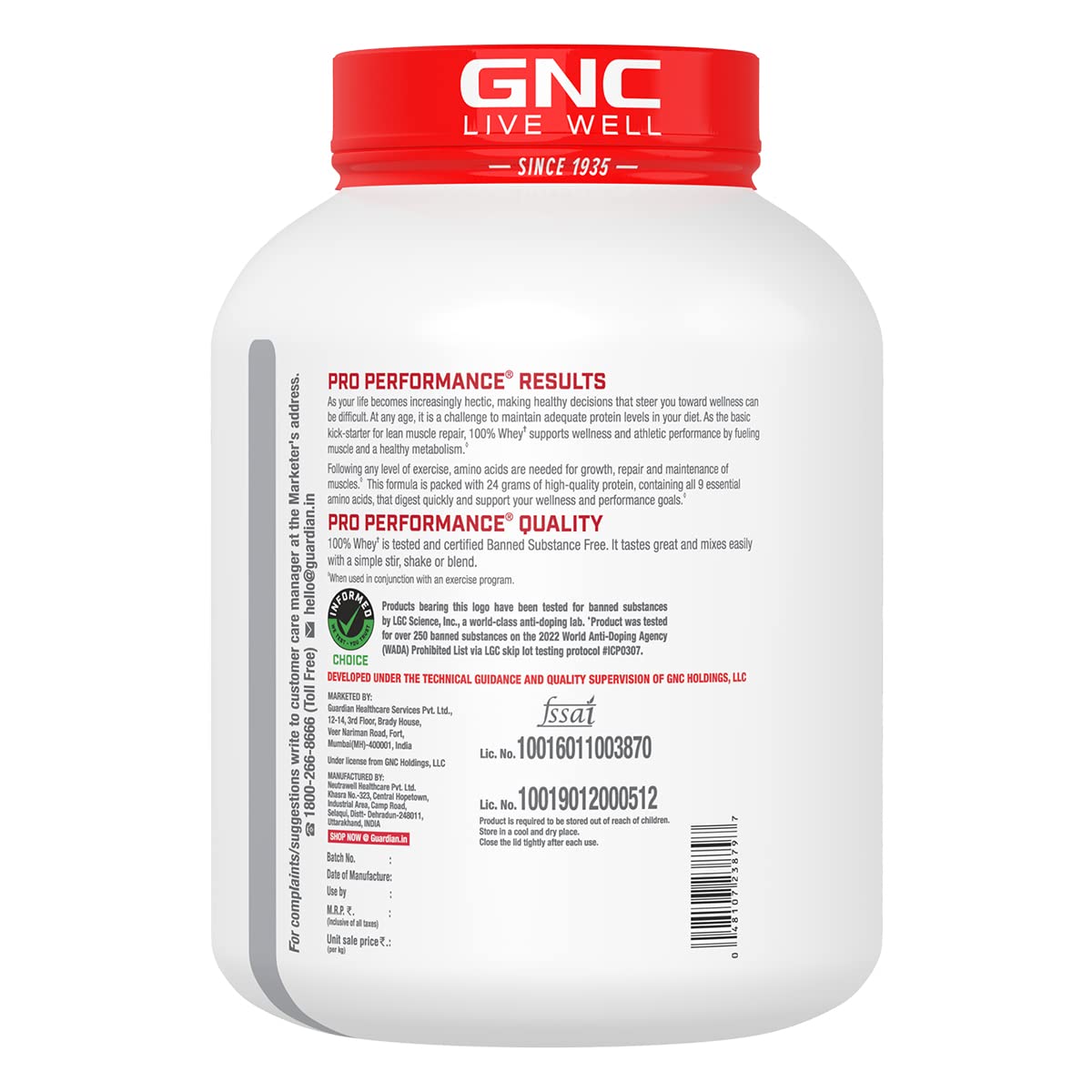 GNC Pro Performance 100% Whey Protein 1.81 Kg