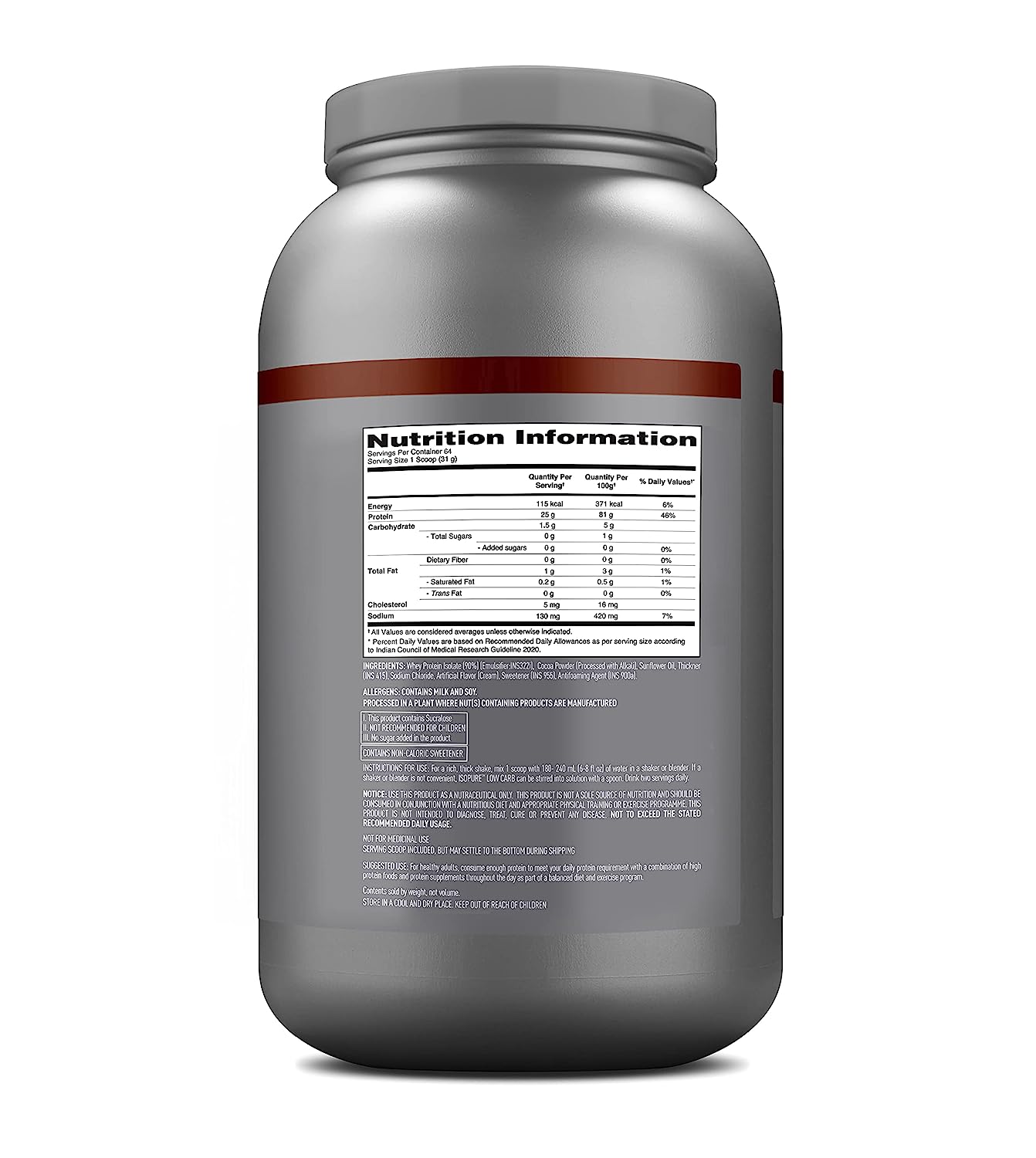 Isopure Low Carb Whey Protein Isolate Powder 2 kg