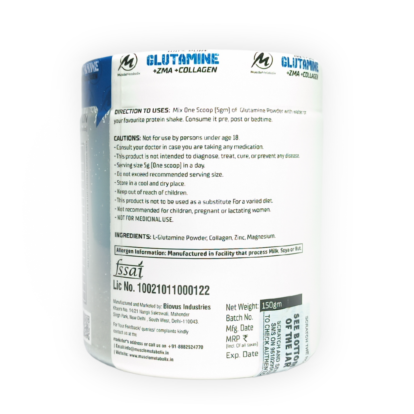 Muscle Metabolix Glutamine+ZMA+Collagen 30 Serving