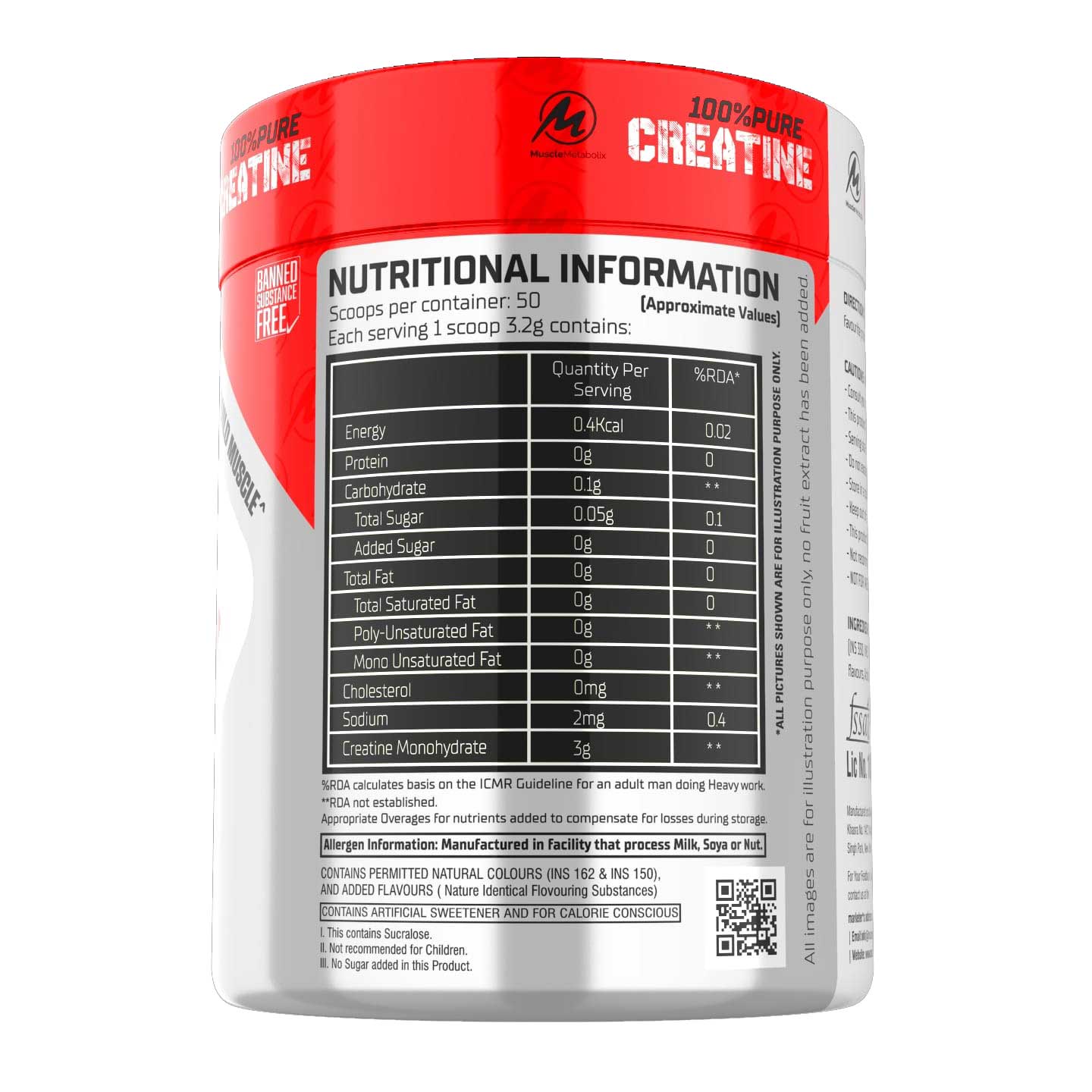 Muscle Metabolix Micronized Creatine Flavored - 50 Servings