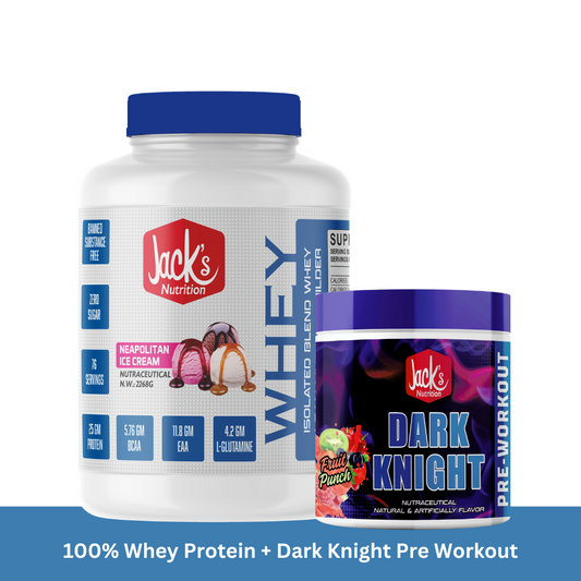 Jacks Nutrition 100% Whey Protein + Dark Knight Pre Workout Combo