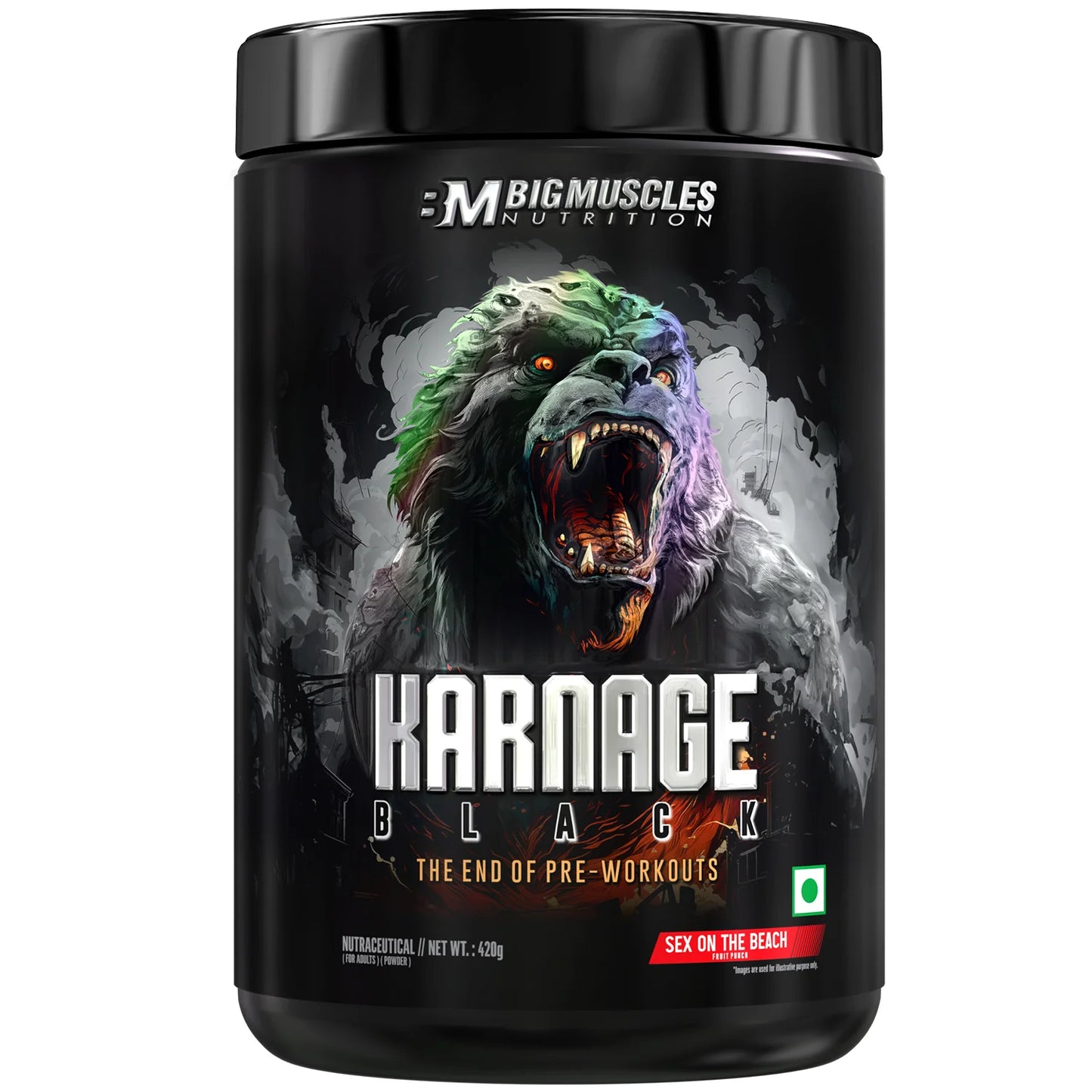 Big Muscles Nutrition Karnage Black 30 Servings + FREE Creagen 100g