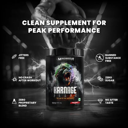 Big Muscles Nutrition Karnage Black 30 Servings + FREE Creagen 100g