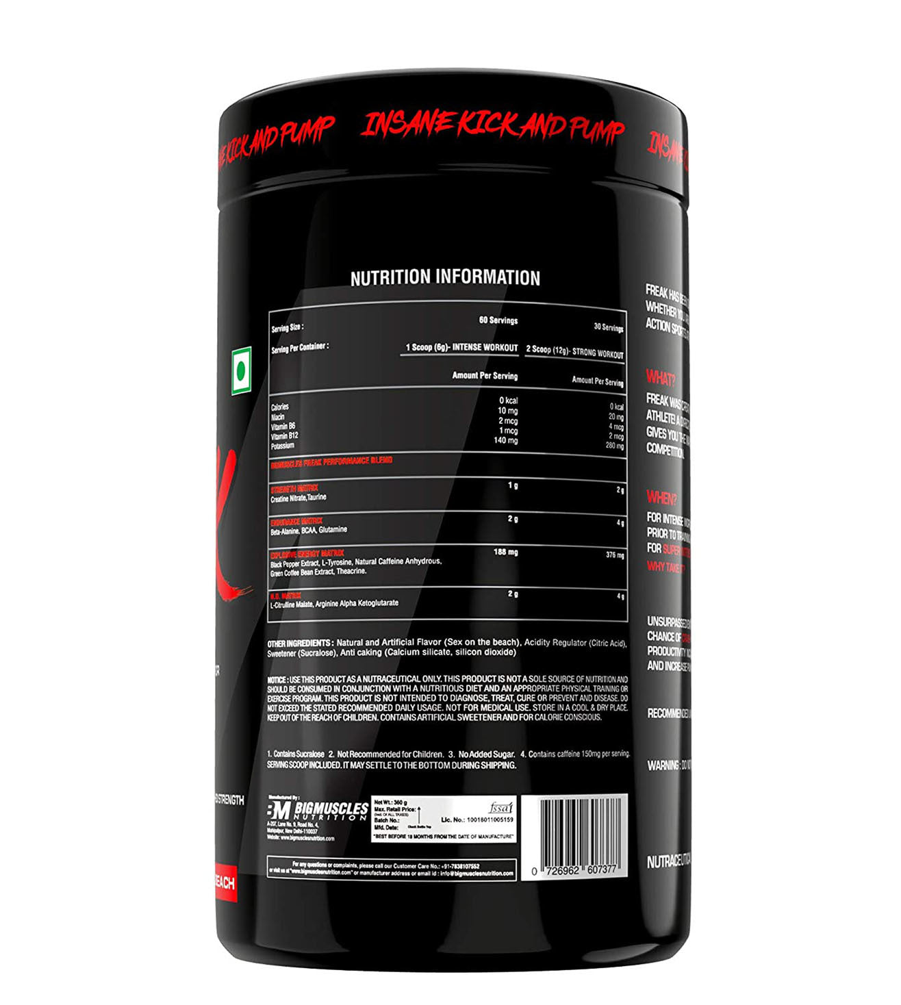 Big Muscles Nutrition Freak Pre-Workout 60 Servings