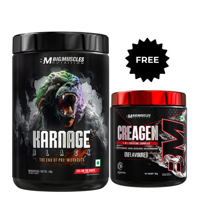 Big Muscles Nutrition Karnage Black 30 Servings + FREE Creagen 100g